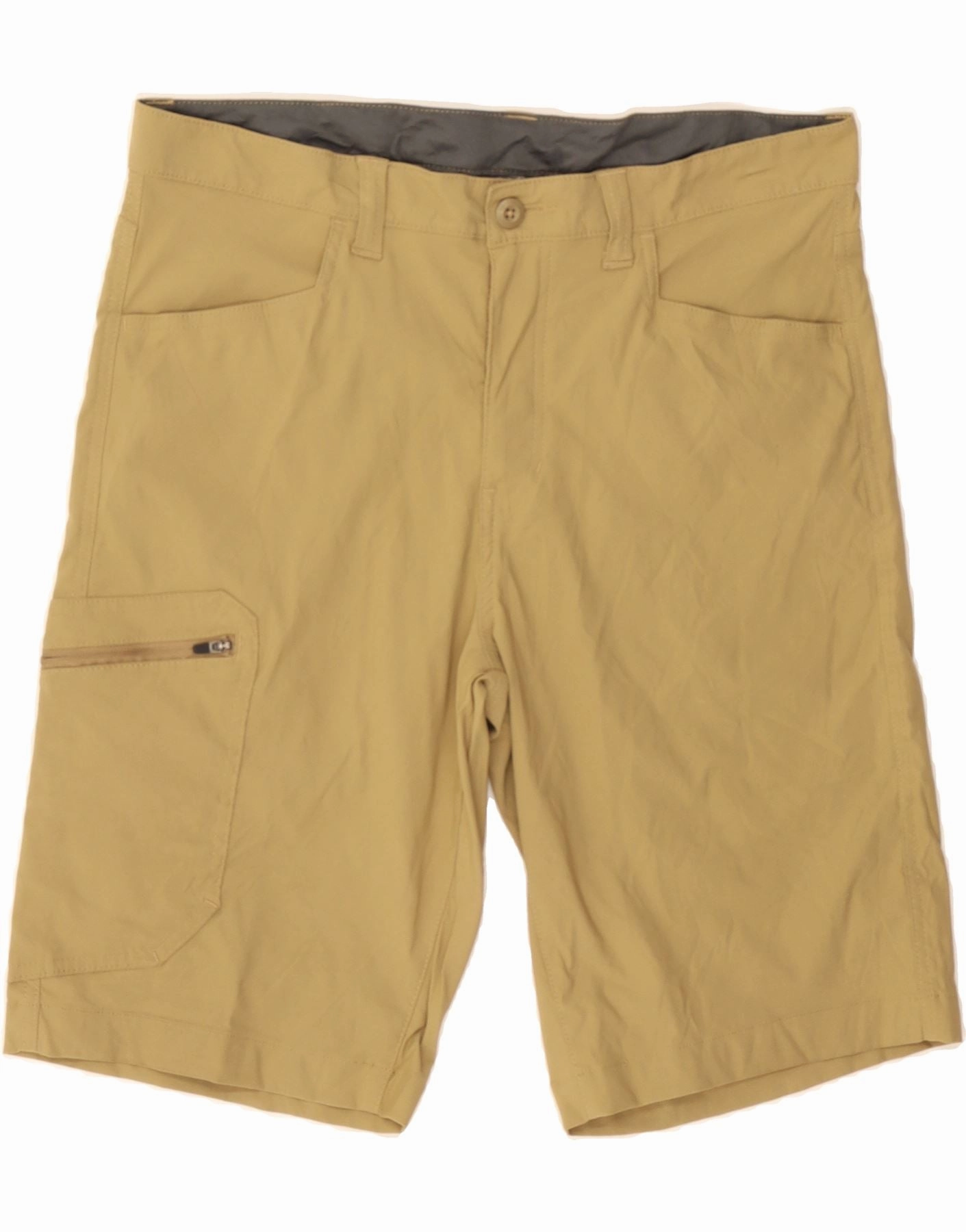 EDDIE BAUER Mens Cargo Shorts W33 Medium Yellow Nylon Hygienic Antimicrobial Layer Move Flow