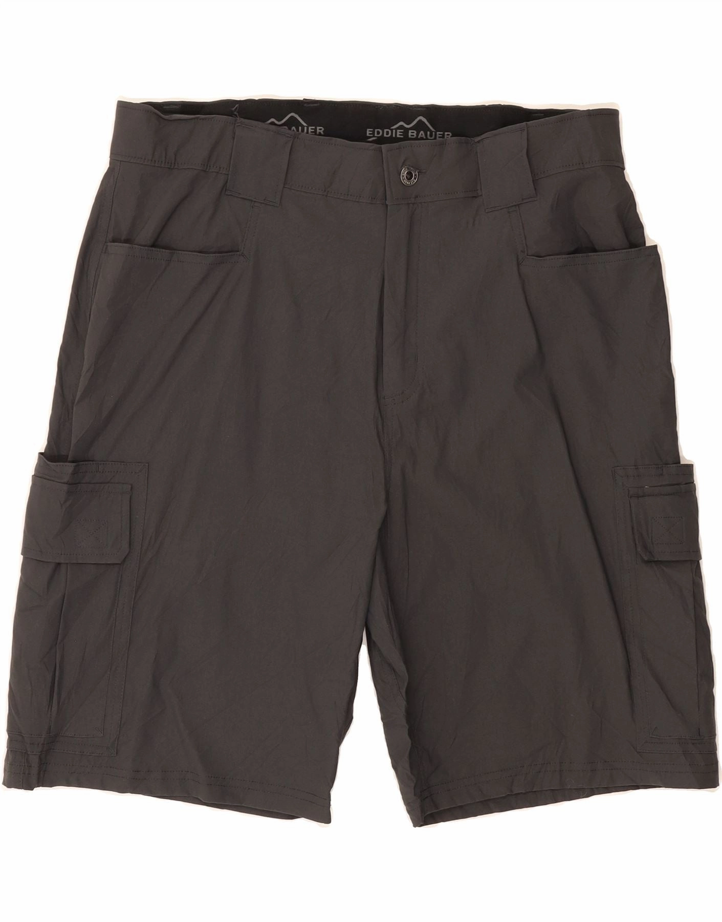 EDDIE BAUER Mens Cargo Shorts W36 Large Grey Nylon Flexible Gusset Design low - rise