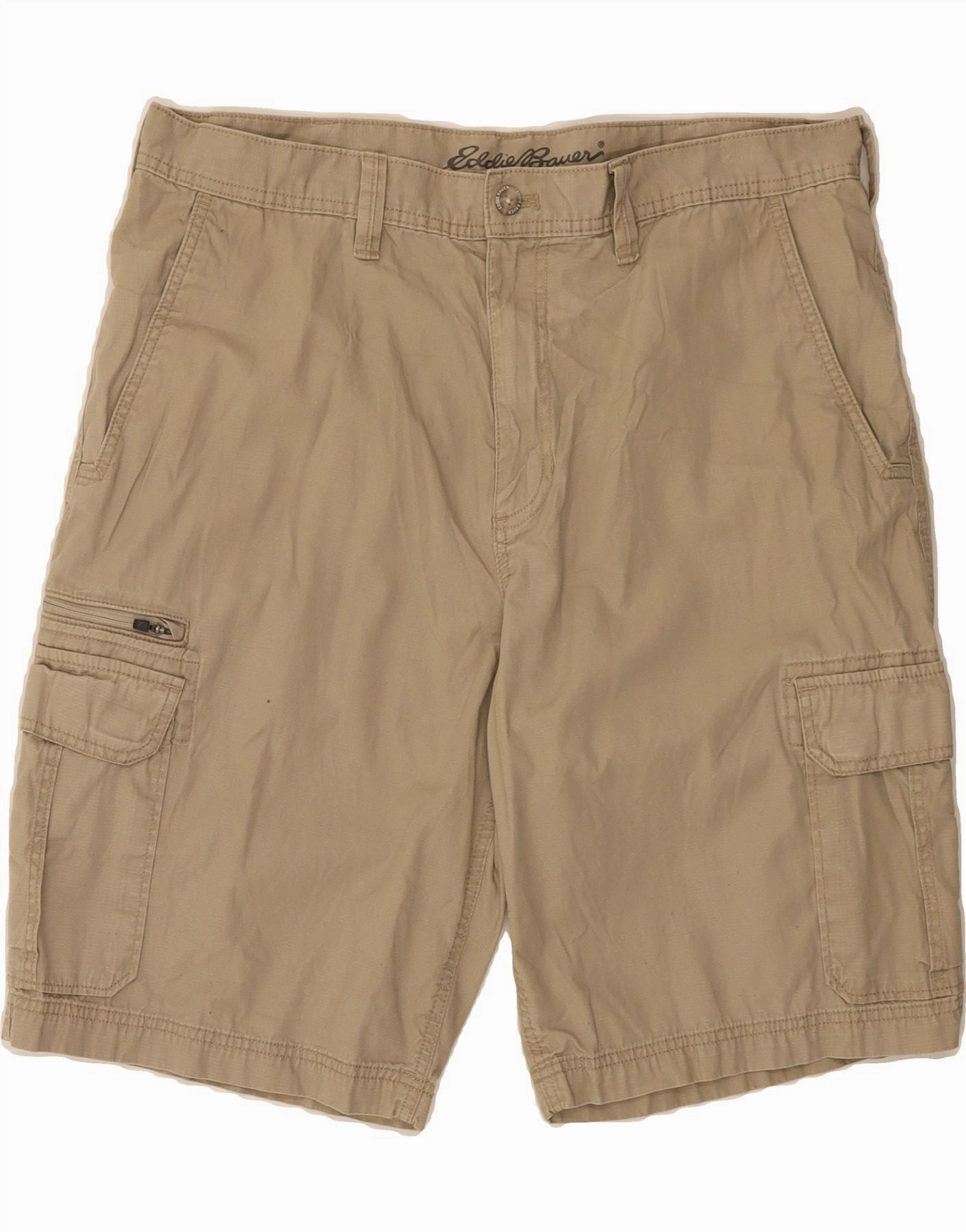 Weekend Casual EDDIE BAUER Mens Cargo Shorts W38 XL Beige Cotton