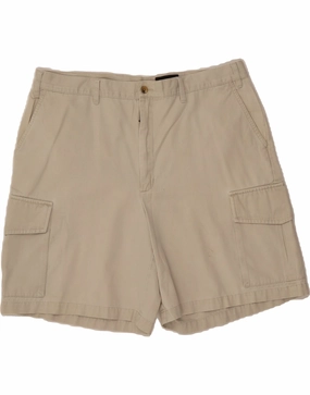EDDIE BAUER Mens Cargo Shorts W40 XL Beige Cotton Quick Adjust Fit Everyday Style