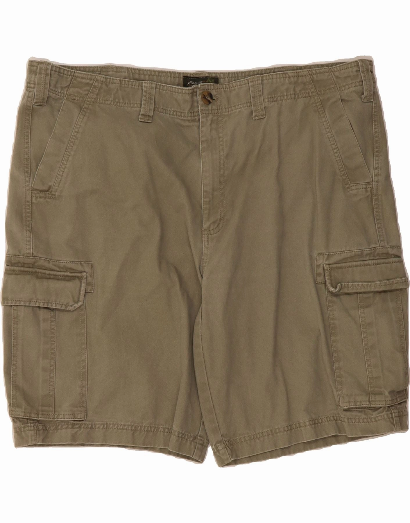 Flats EDDIE BAUER Mens Cargo Shorts W42 2XL Khaki Cotton