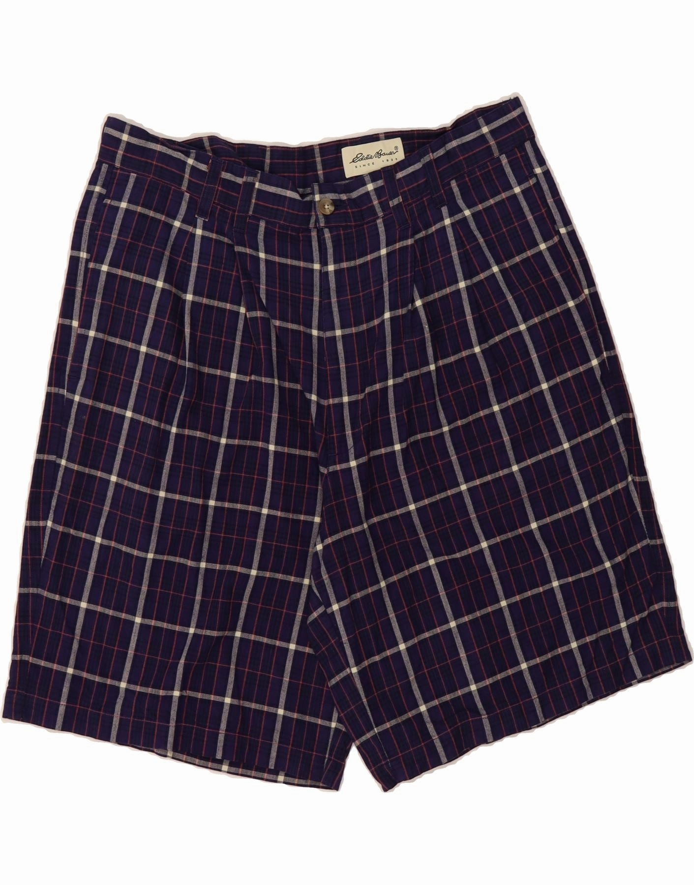 EDDIE BAUER Mens Casual Shorts W36 Large  Purple Check Cotton Simple Vibe