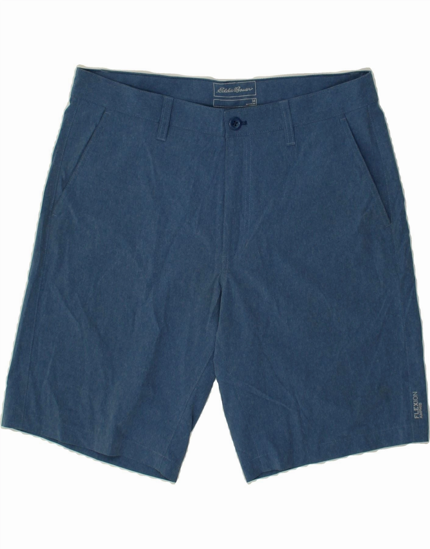 EDDIE BAUER Mens Chino Shorts W34 Large Blue Polyester Holiday Gift