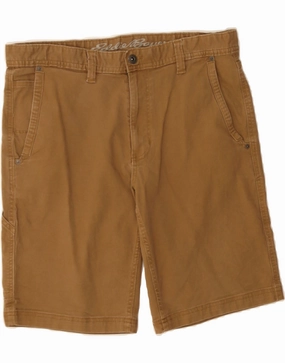 EDDIE BAUER Mens Chino Shorts W34 Large Brown Cotton Stretch Fabric Active Look