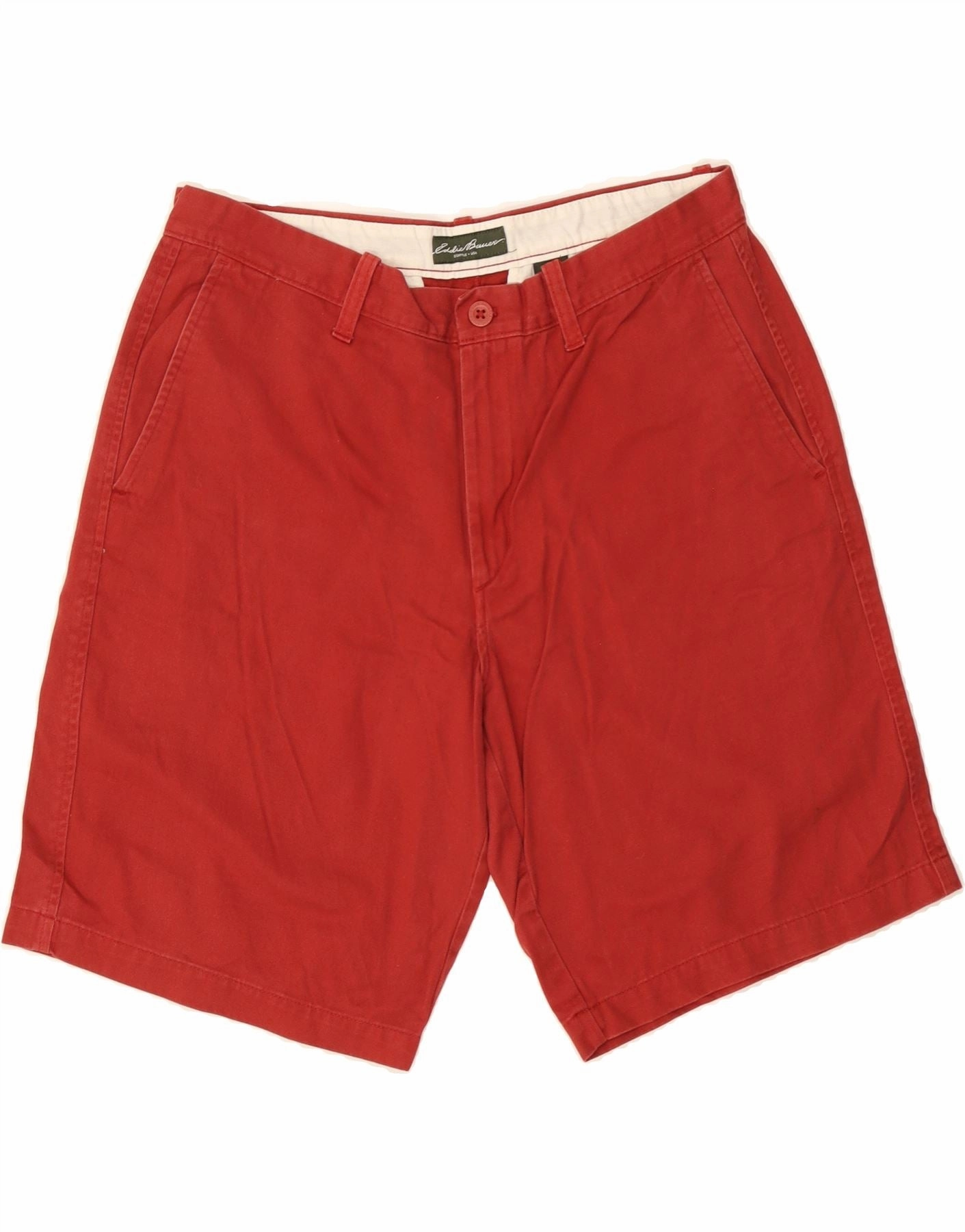 EDDIE BAUER Mens Chino Shorts W34 Large  Red Cotton No Ride Up