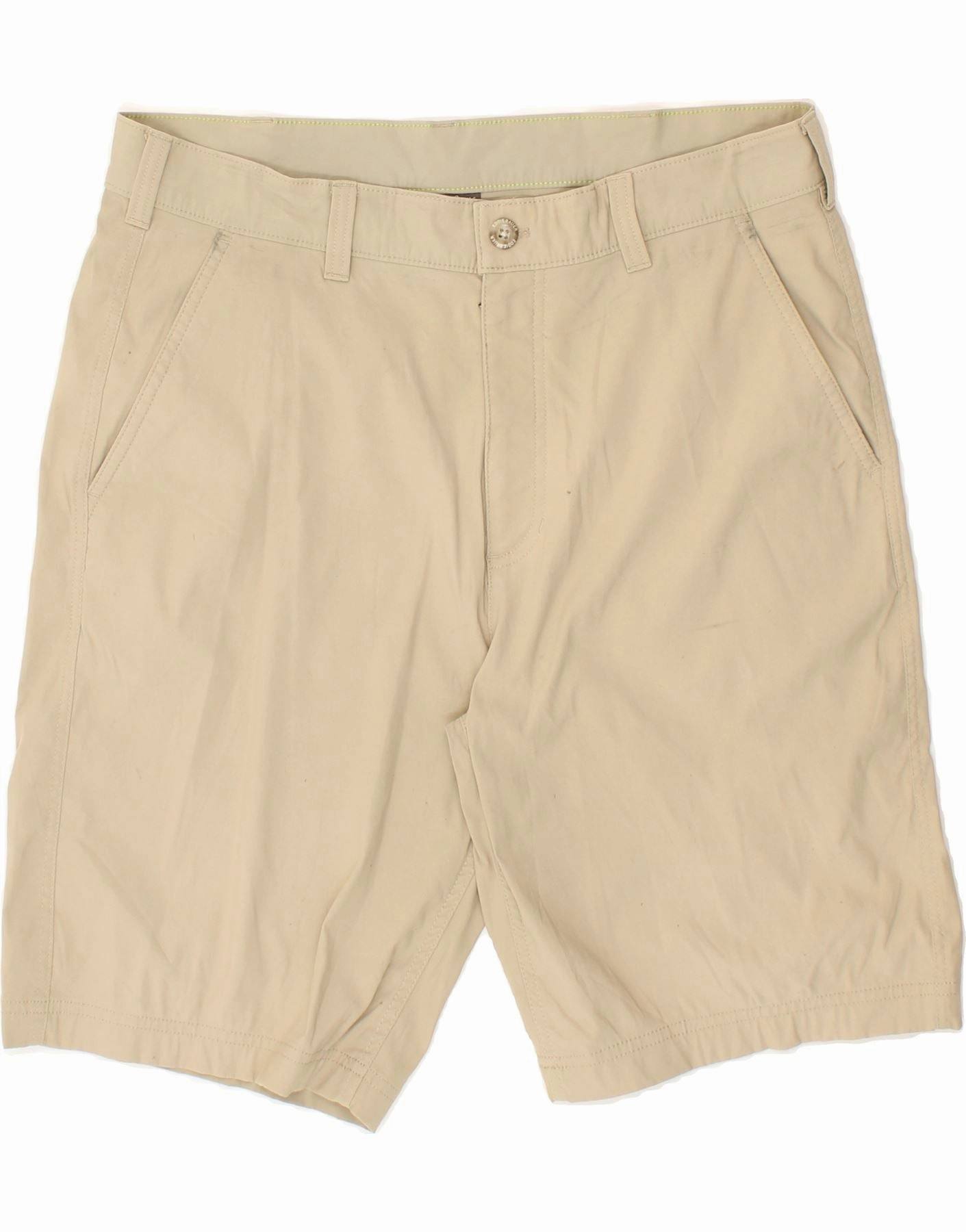 EDDIE BAUER Mens Chino Shorts W36 Large Beige Nylon Soft Layers