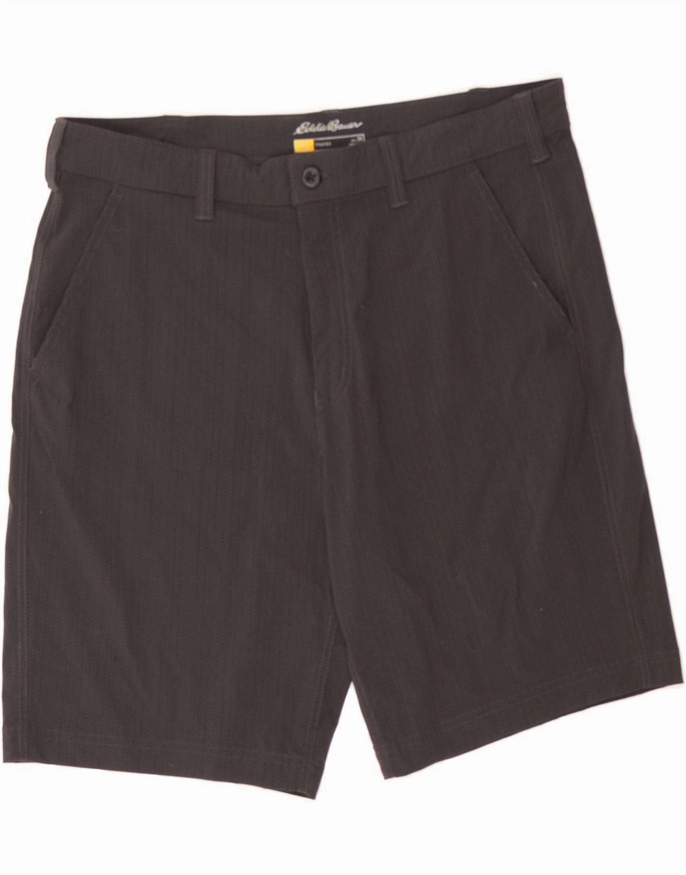 EDDIE BAUER Mens Chino Shorts W36 Large Black Herringbone Nylon Travel Fashion Camouflage Pattern
