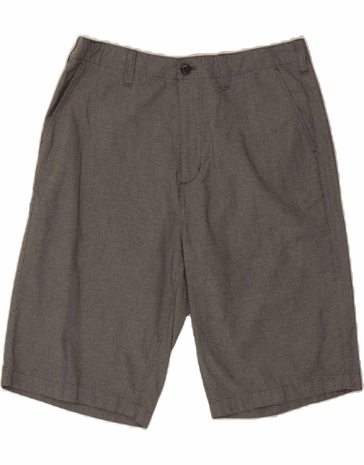 EDDIE BAUER Mens Chino Shorts W36 Large Grey Houndstooth Cotton High Rise Waist swim trunks