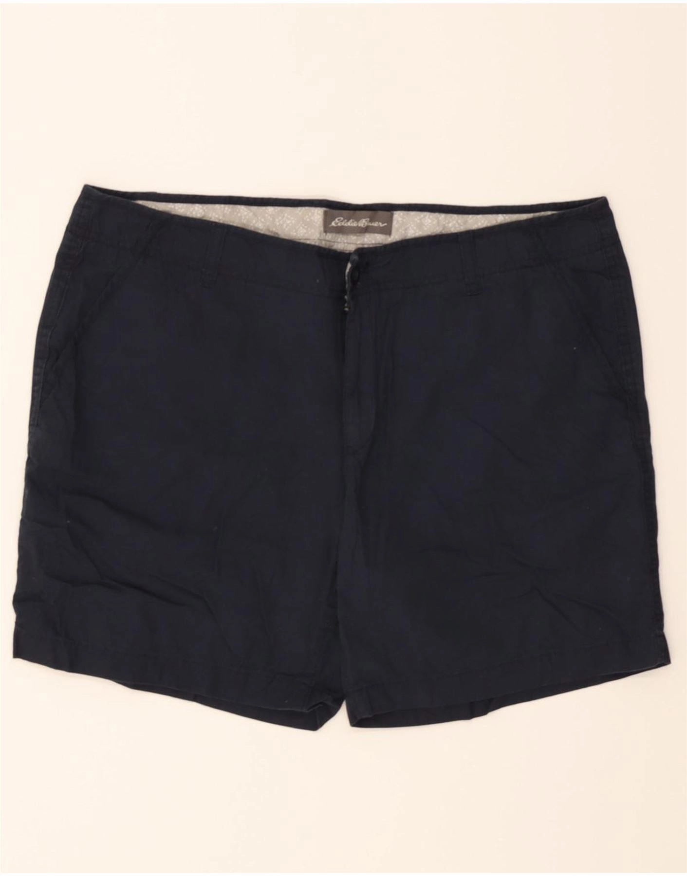 EDDIE BAUER Mens Chino Shorts W36 Large Navy Blue Vented Hem Details