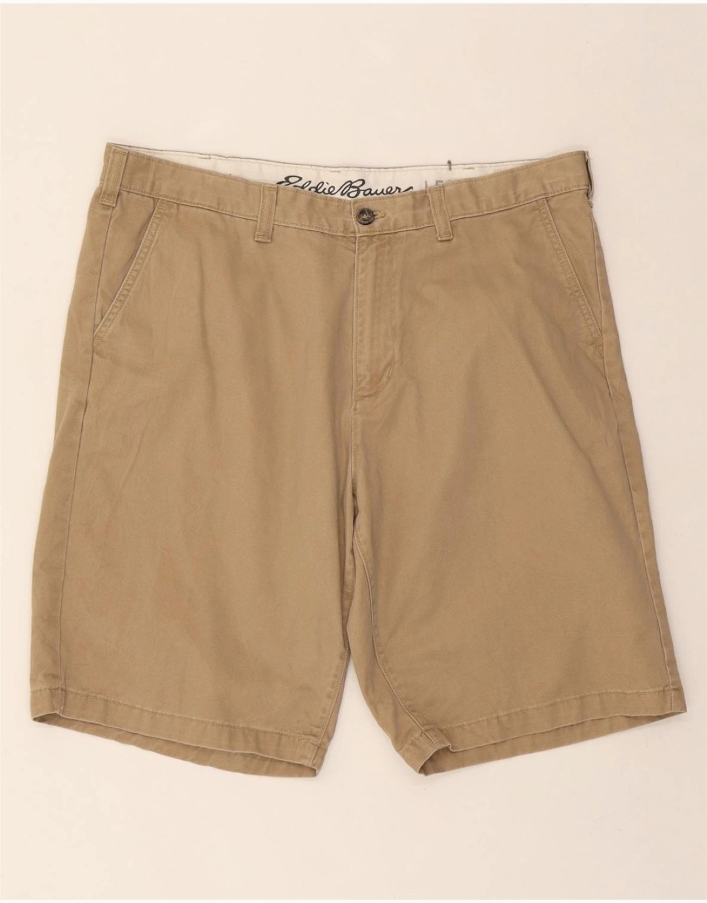 Static Free Finish EDDIE BAUER Mens Chino Shorts W38 XL Beige Cotton