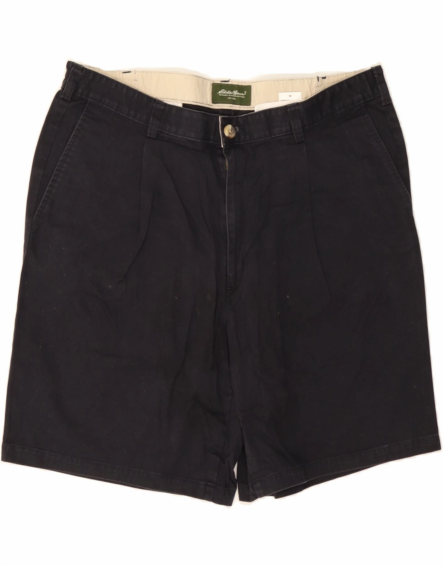 EDDIE BAUER Mens Chino Shorts W38 XL Black Cotton Fastening Closure