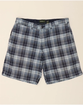 Classic Vibe EDDIE BAUER Mens Chino Shorts W38 XL Navy Blue Check Cotton