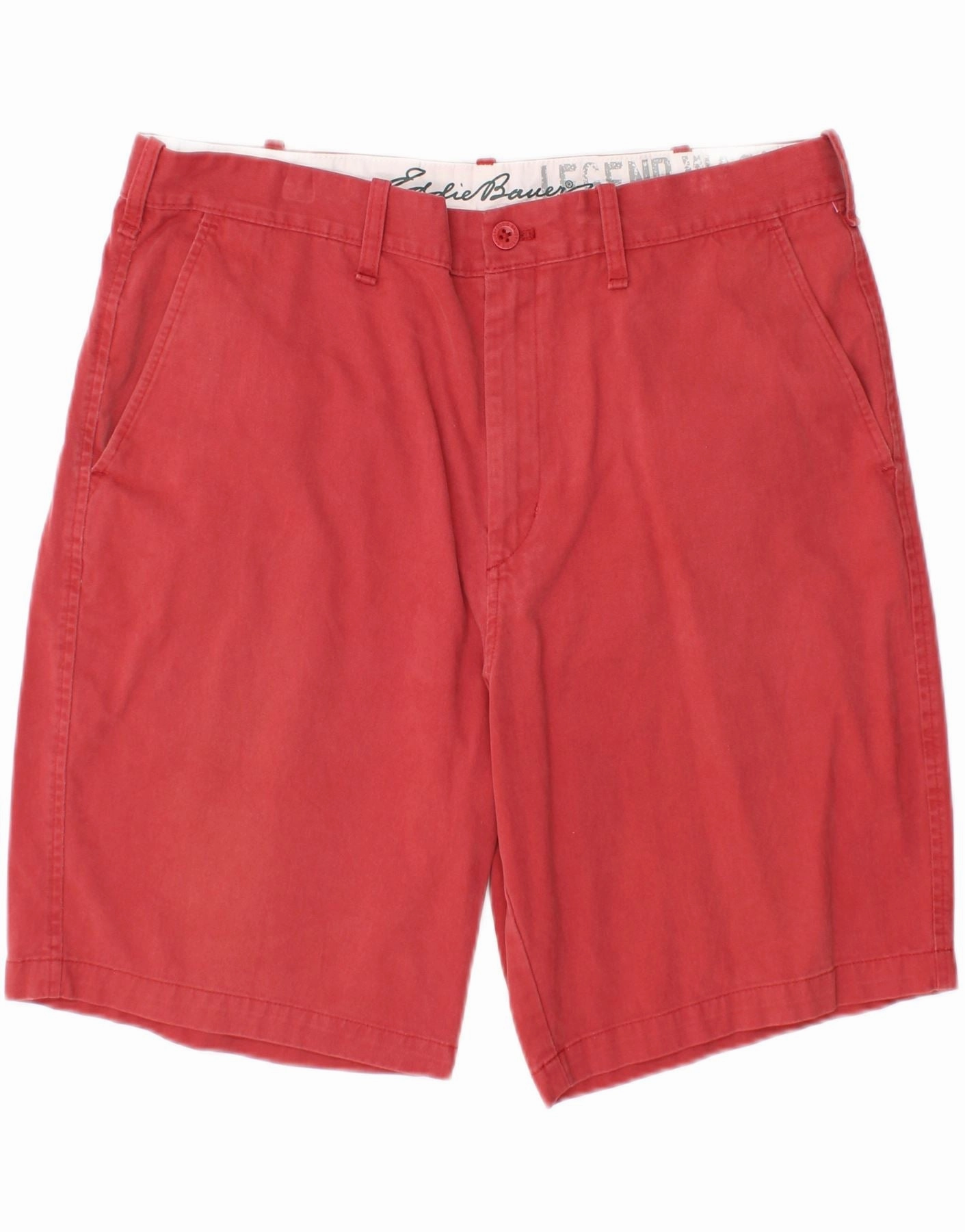 EDDIE BAUER Mens Chino Shorts W38 XL Red Cotton Soft Stretch