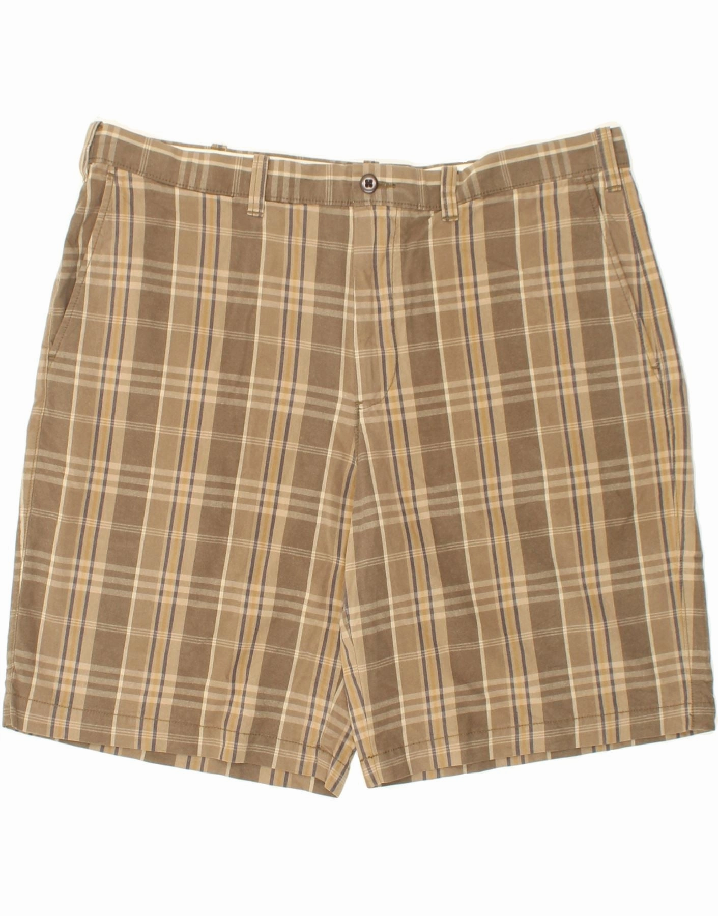 EDDIE BAUER Mens Chino Shorts W40 XL Beige Check Cotton Freedom Stretch
