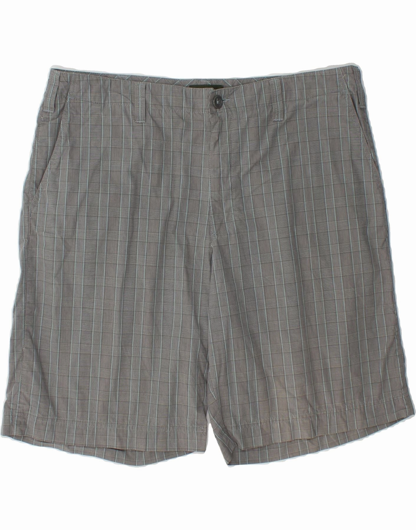 Free Size Adjuster Patchwork Design EDDIE BAUER Mens Chino Shorts W40 XL Grey Check Cotton