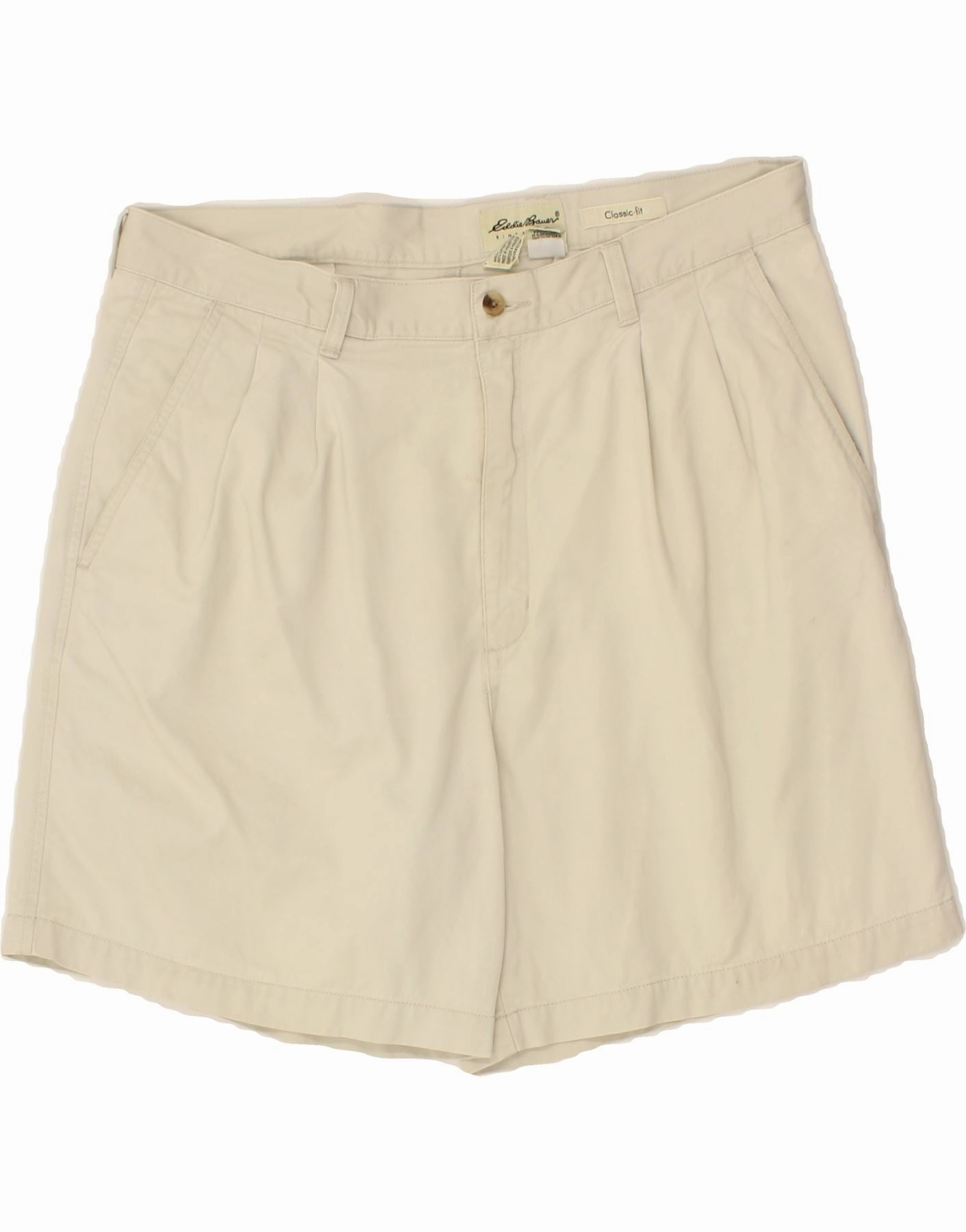 EDDIE BAUER Mens Classic Fit Pegged Chino Shorts W38 XL Beige Cotton Cool Design