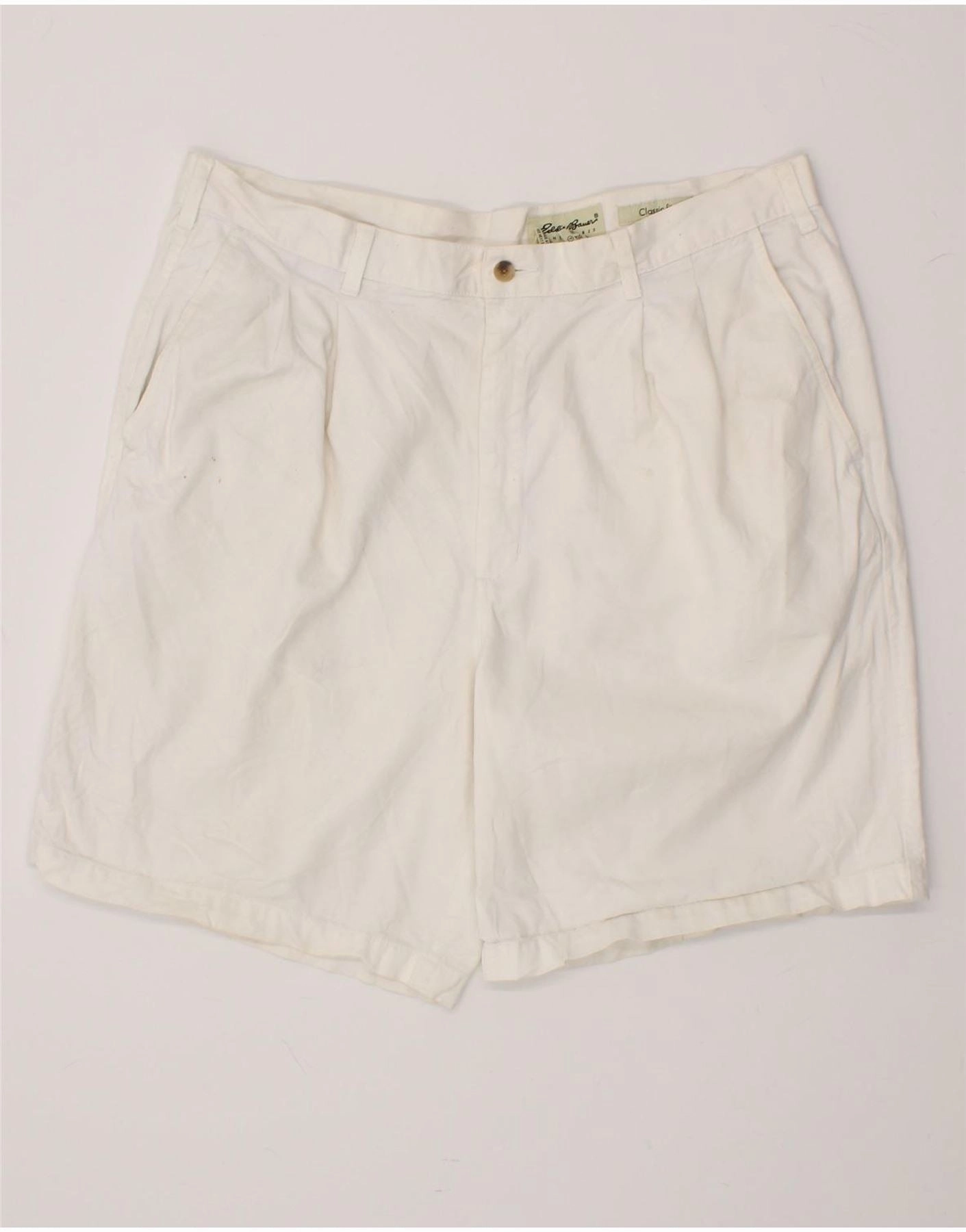 EDDIE BAUER Mens Classic Fit Pegged Chino Shorts W40 XL  White Cotton Easy Flow Fit