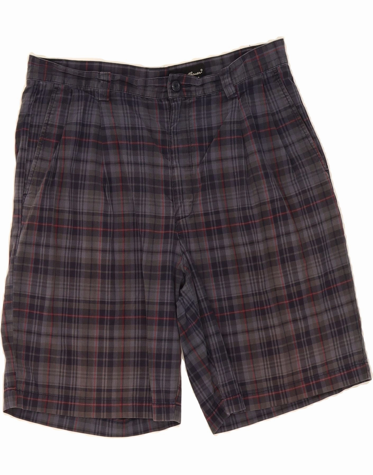 Workout Ready Design homecoming EDDIE BAUER Mens Pegged Chino Shorts W33 Large Navy Blue Check Cotton