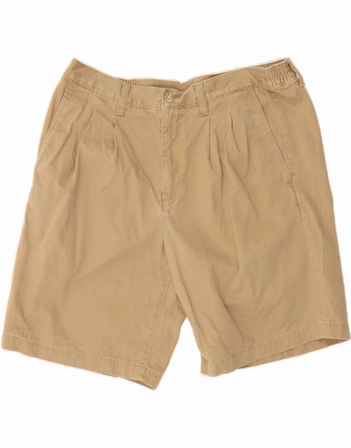 EDDIE BAUER Mens Pegged Chino Shorts W34 Large Beige Cotton Eco Friendly Material Roll Resistant Waist