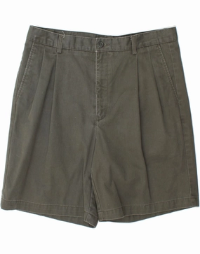 EDDIE BAUER Mens Pegged Chino Shorts W36 Large  Green Cotton Poolside Wear Everyday Basic