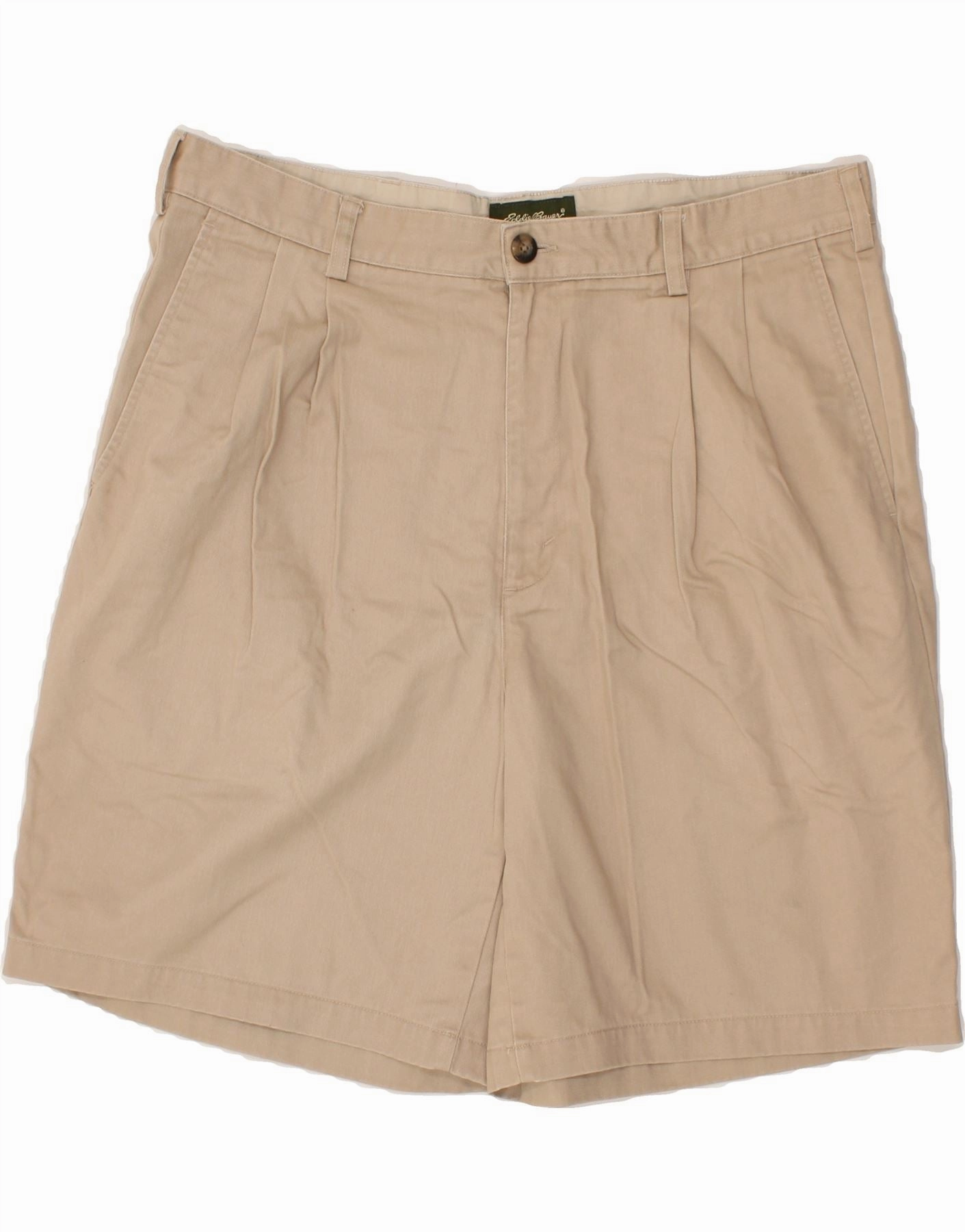 Lightweight Comfort No Friction EDDIE BAUER Mens Pegged Chino Shorts W38 XL Beige Cotton
