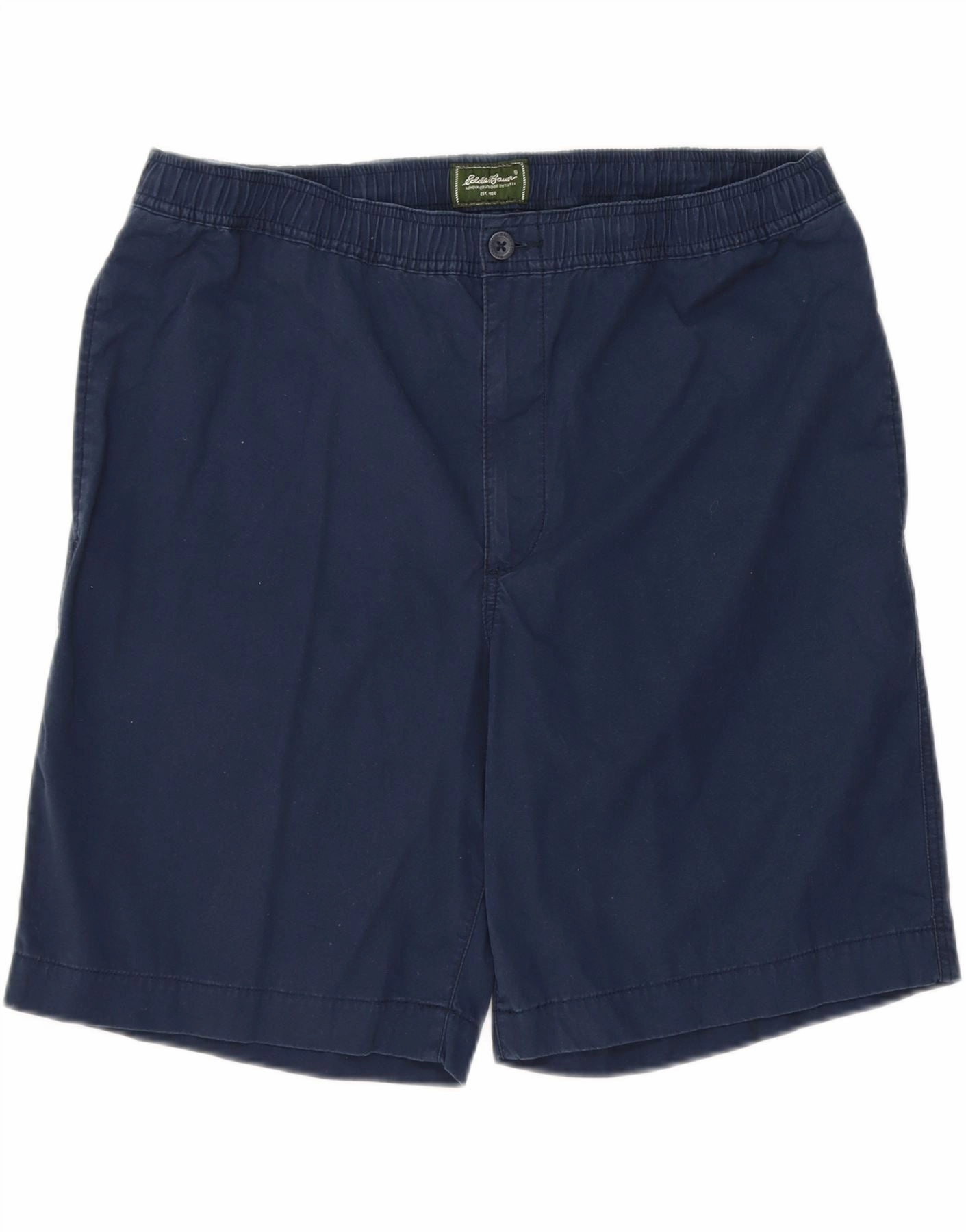 EDDIE BAUER Mens Relaxed Fit Chino Shorts Large W42 Navy Blue Cotton Simple Fit Abrasion Proof Fabric