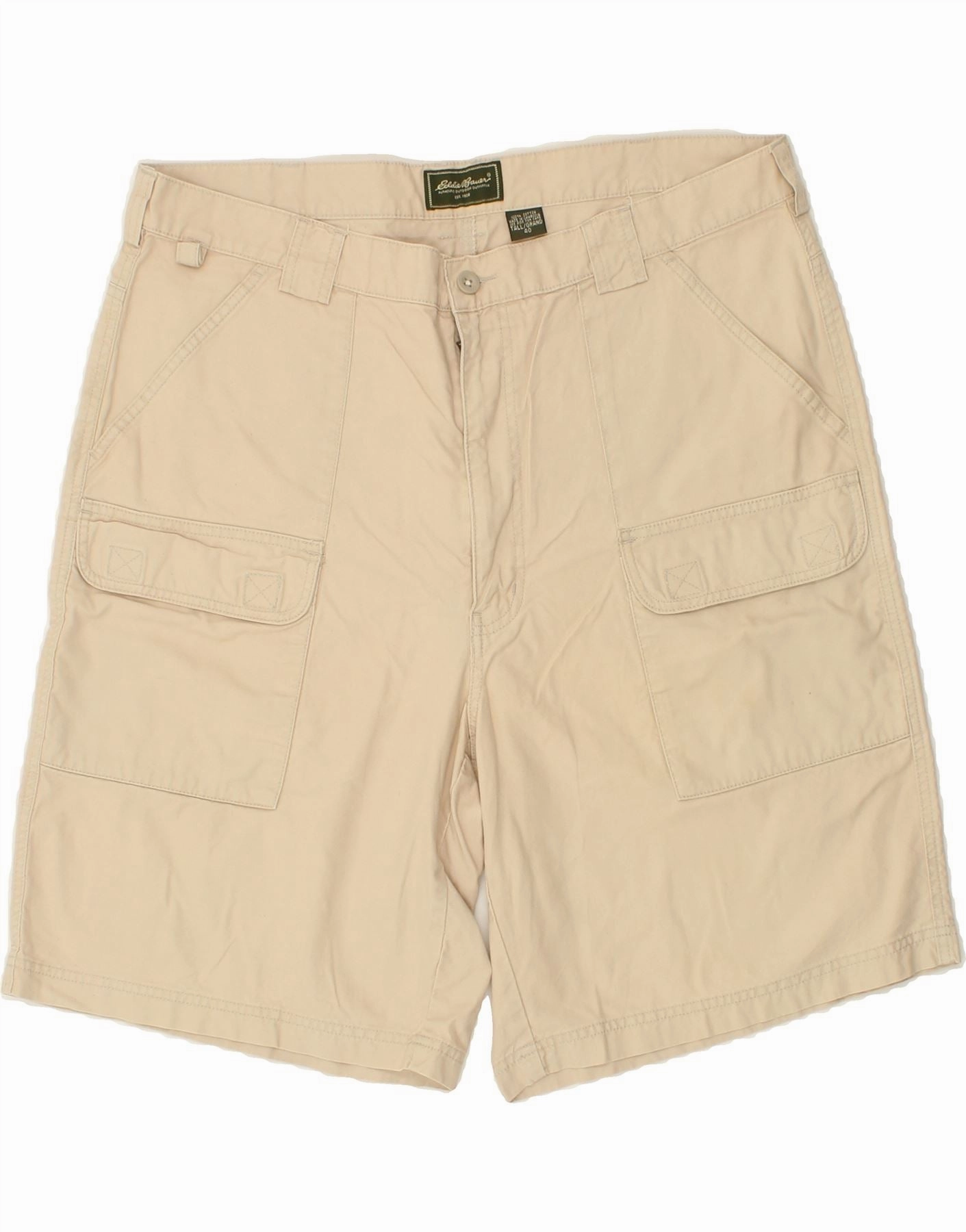 outdoor concert style khaki shorts EDDIE BAUER Mens Tall Cargo Shorts W40 XL Beige Cotton