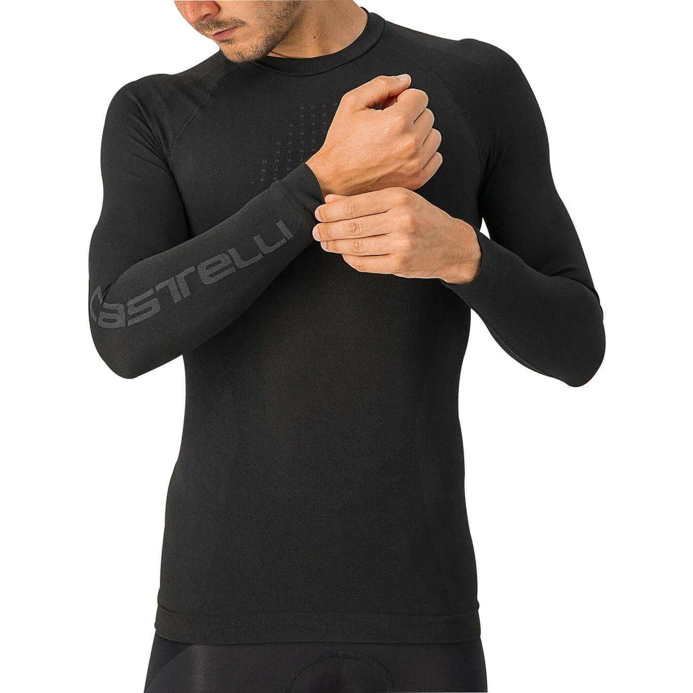 Castelli Core Seamless Long Sleeve Mens Cycling Base Layer - Black Low Impact Processing Solid Color