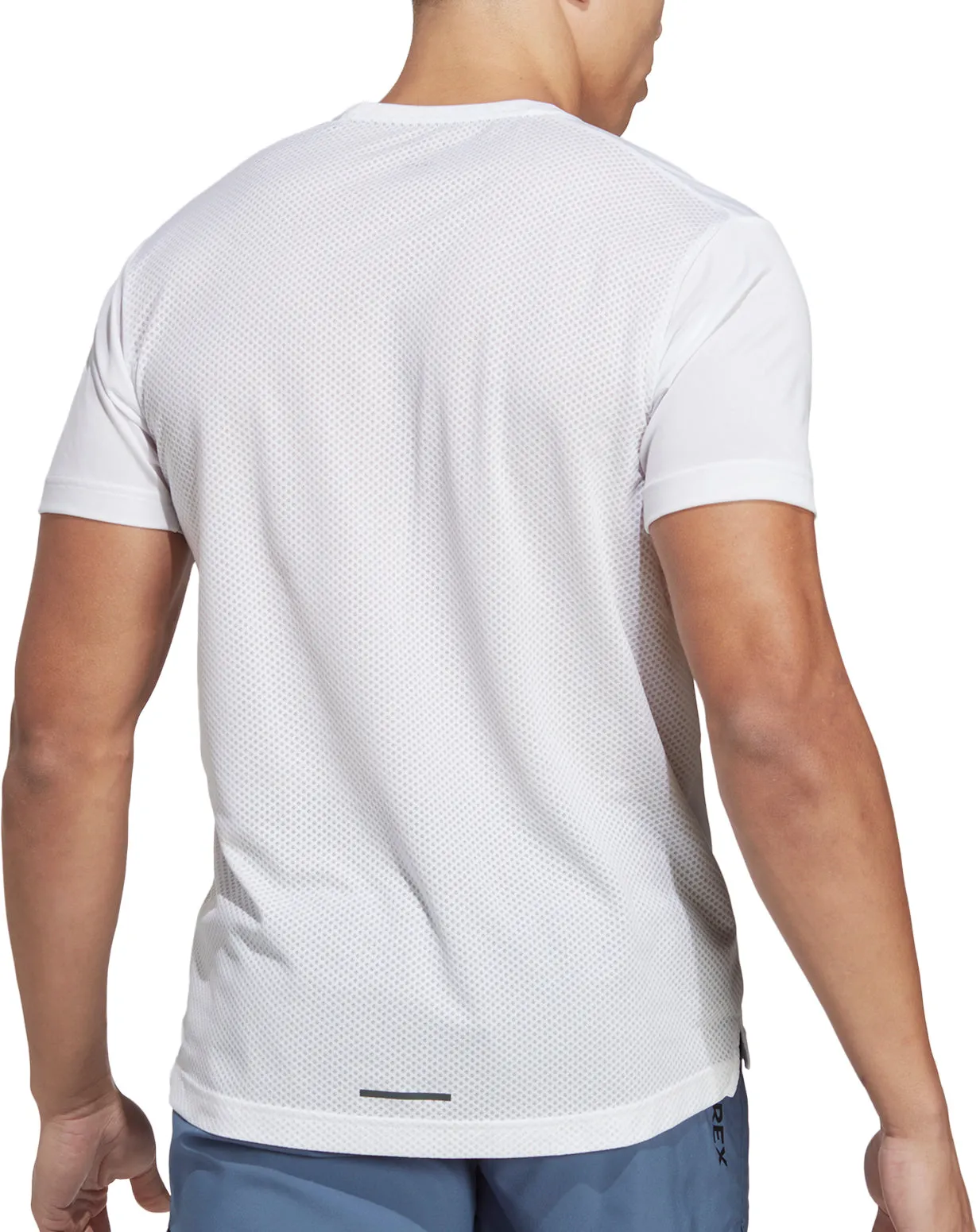 Stretchable Collar Band Slim Silhouette adidas Terrex Agravic Short Sleeve Mens Running Top - White