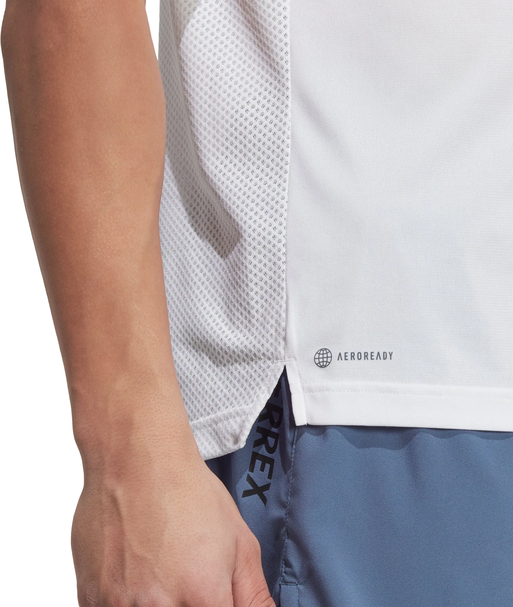 SeamlessSidePanels adidas Terrex Agravic Short Sleeve Mens Running Top - White