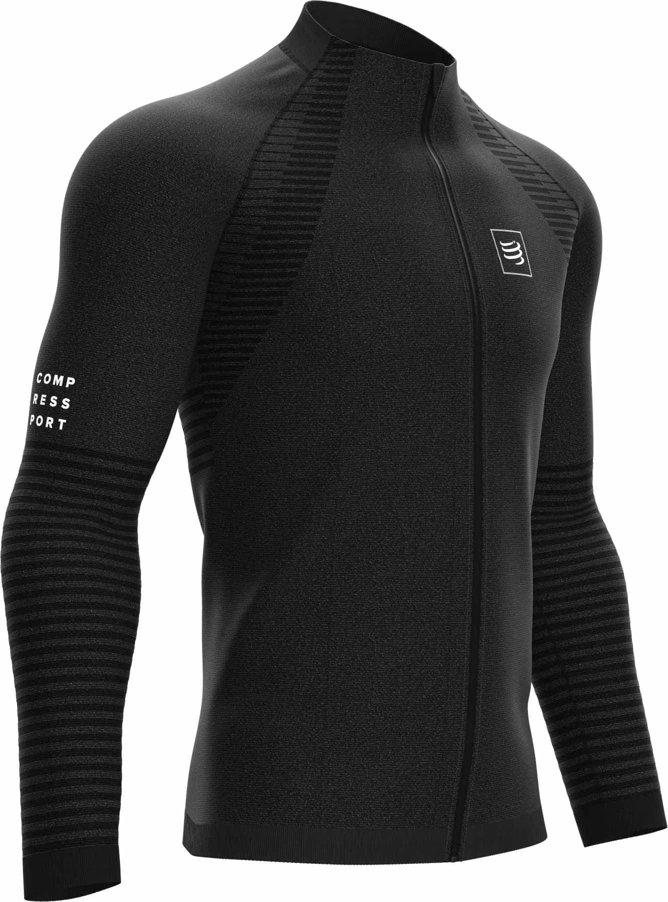 Compressport Seamless Full Zip Long Sleeve Mens Sweatshirt - Black passion venue Craft