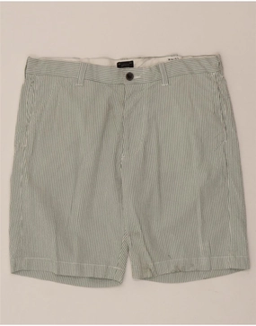 J. CREW Mens Chino Shorts W33 Medium  Green Striped No Cling Weekend Casual
