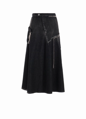Daily Comfort Fit Non Irritating Tags SPOTTED DENIM FLARE SKIRT WITH GUSSET