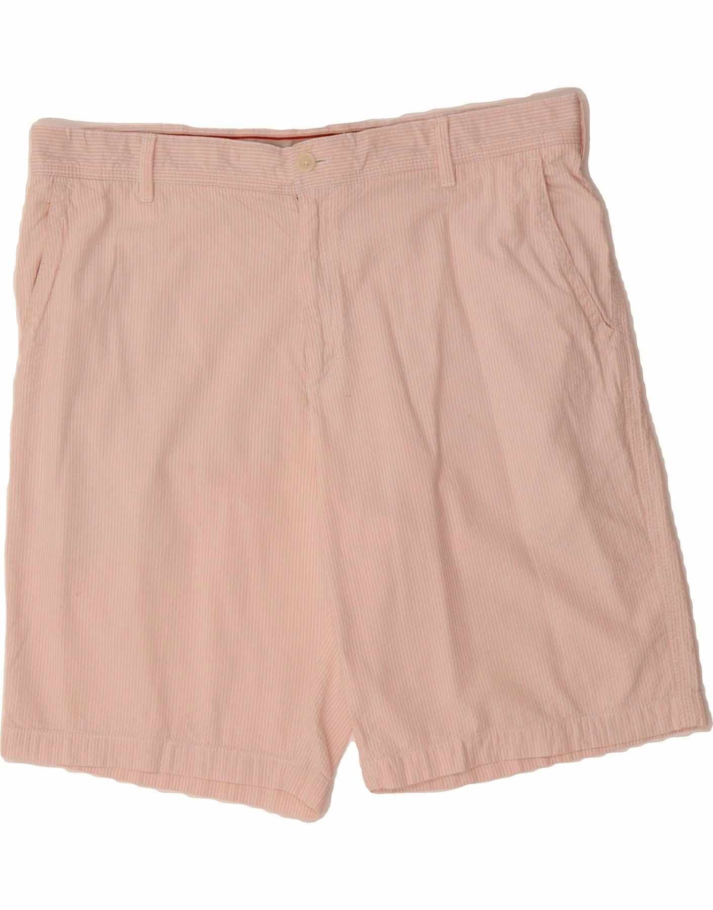 IZOD Mens Chino Shorts W40 XL Pink Pinstripe Cotton Party outfit entertainment industry