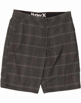 Casual Comfort HURLEY Mens Chino Shorts W33 Medium Grey Check Polyester