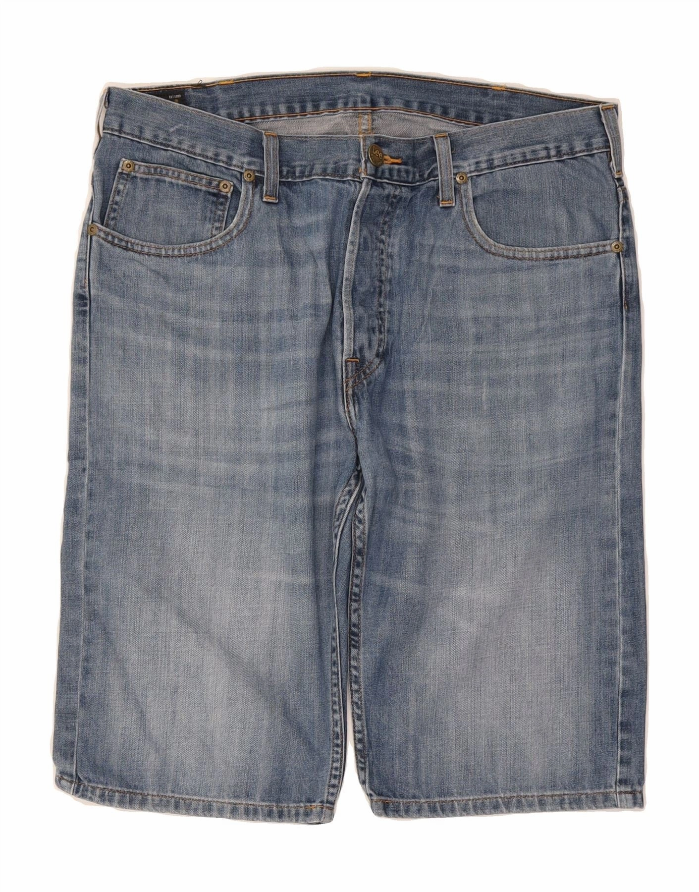 Functional Stretch LEE Mens Rider Denim Shorts W33 Medium Blue Cotton