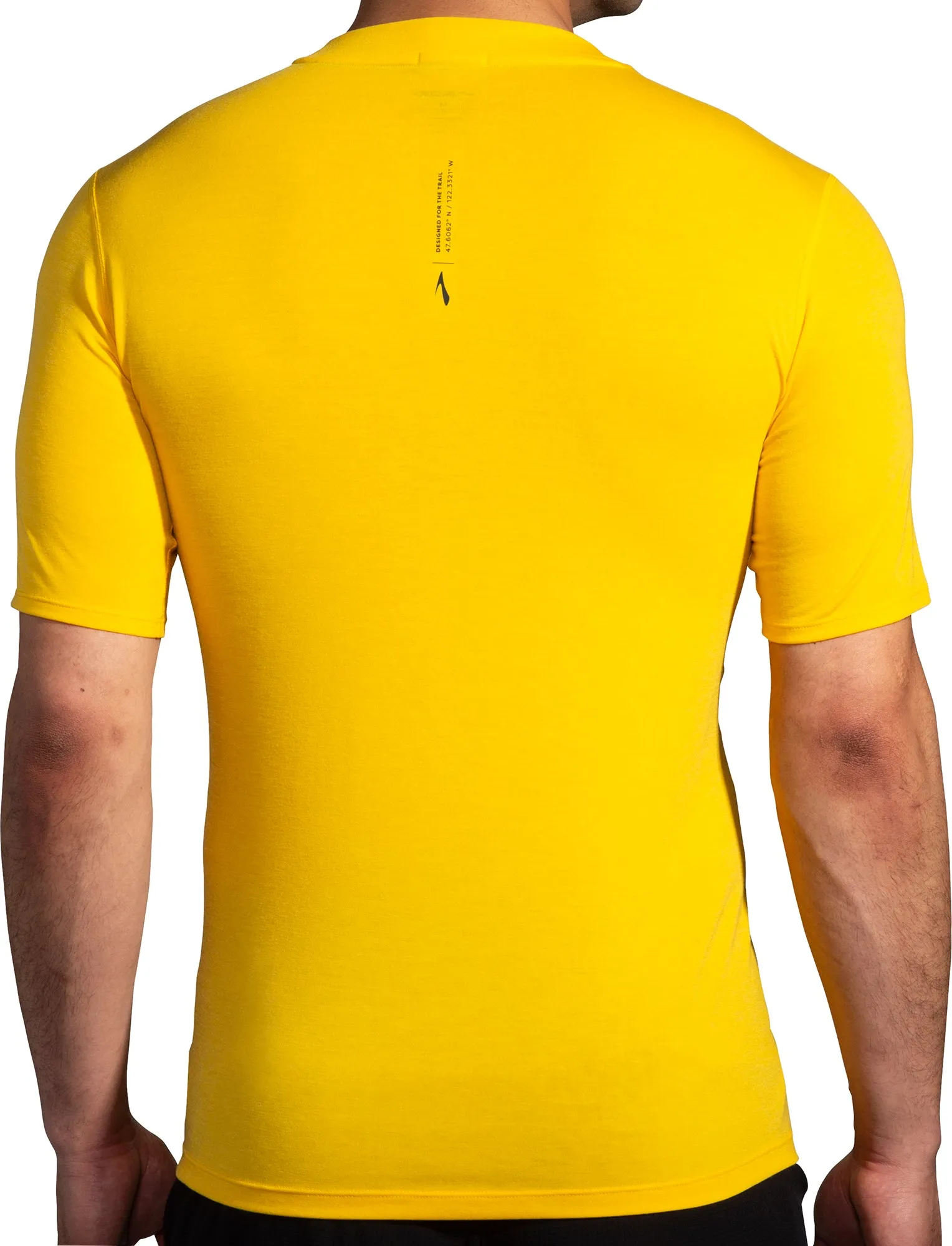 Sporty and Stylish AntiStatic Properties Brooks High Point Short Sleeve Mens Running Top - Yellow