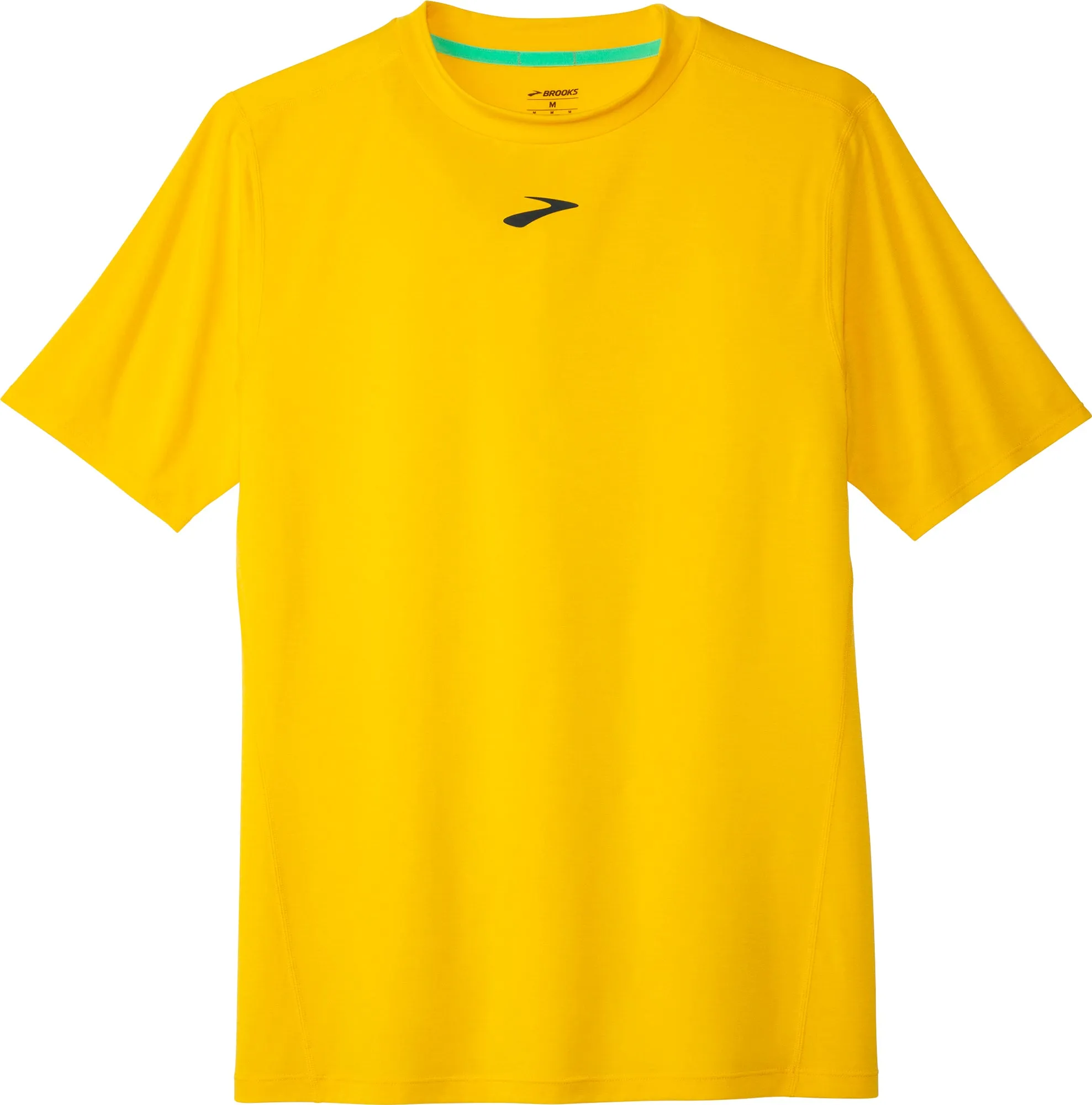 Brooks High Point Short Sleeve Mens Running Top - Yellow crew neck homecoming