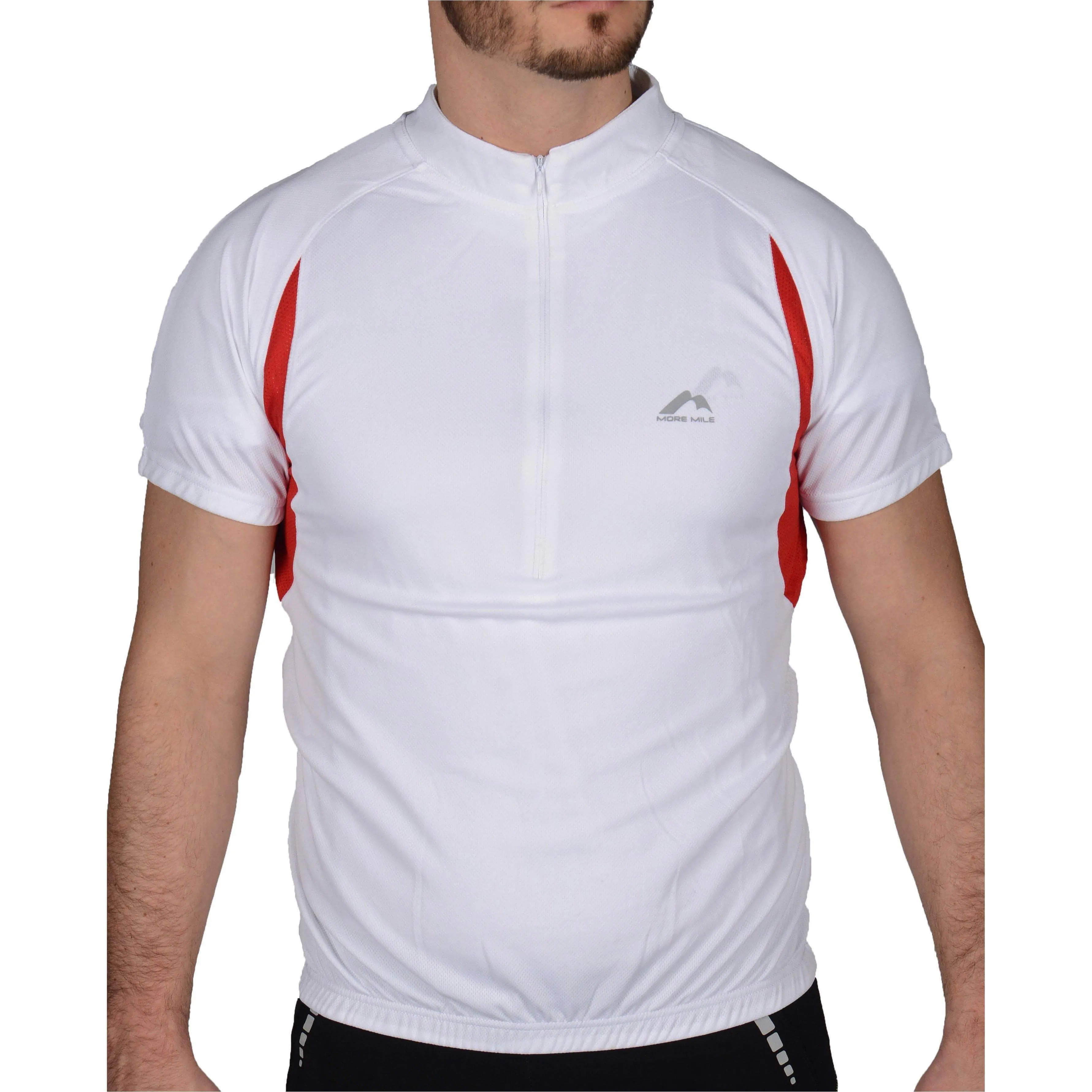 More Mile Short Sleeve Half Zip Mens Cycling Jersey - White Weekend Fashion