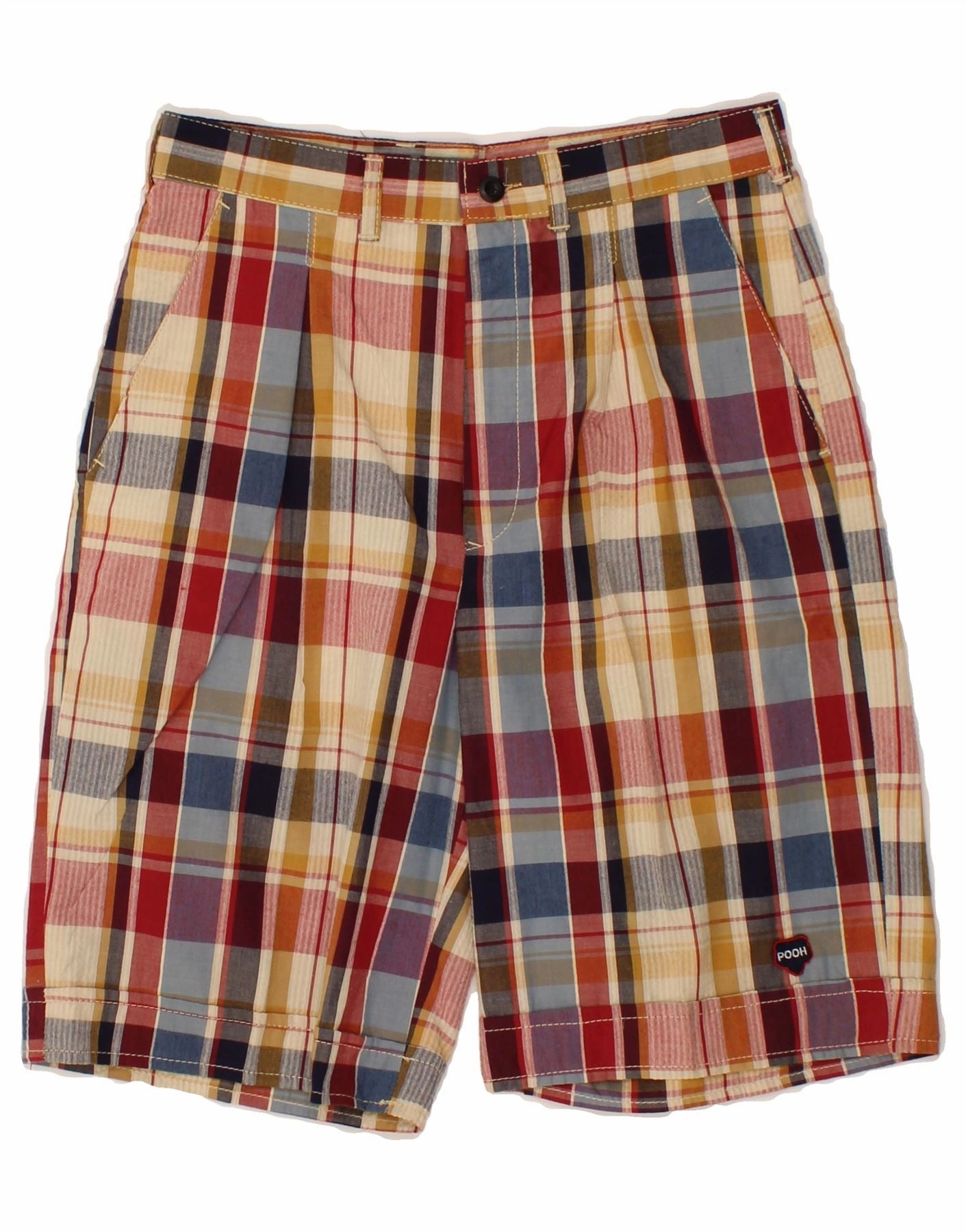 Casual Outfit Reflective accents VINTAGE Mens Chino Shorts W28 Small Multicoloured Check Polyester