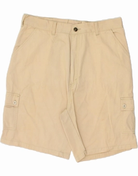 IDENTIC Mens High Waist Cargo Shorts IT 52 XL W36 Beige Cotton Light Layer Summer Fun