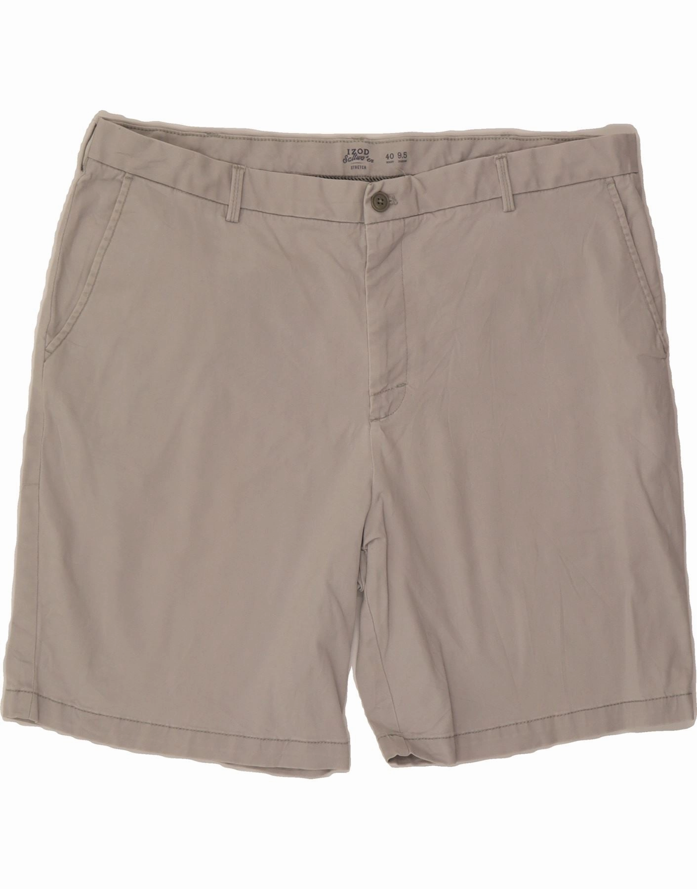 Travel Flex IZOD Mens Salt Water Chino Shorts W40 XL Grey Cotton