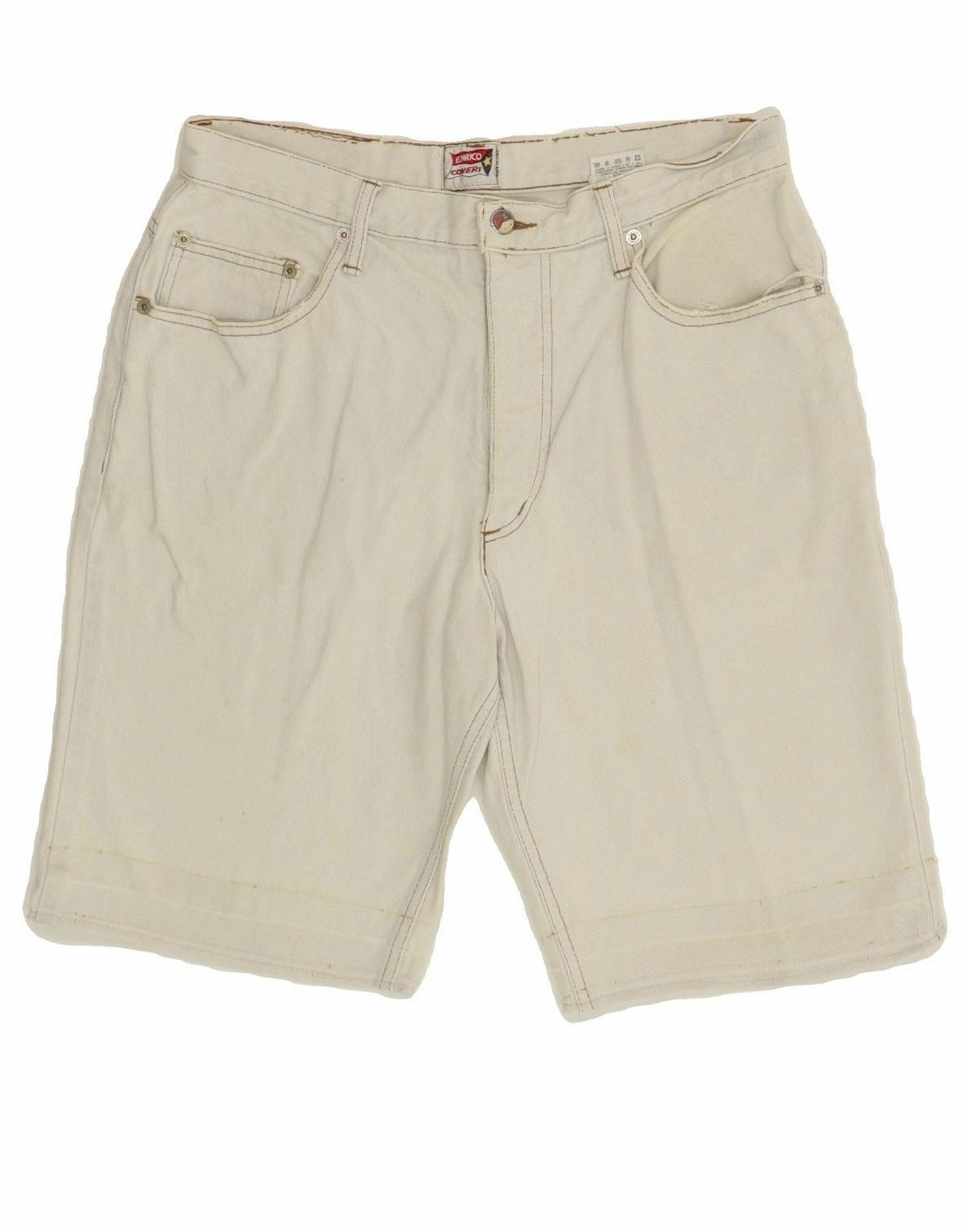 Street Mood ENRICO COVERI Mens Denim Shorts W30 Medium Off White Cotton