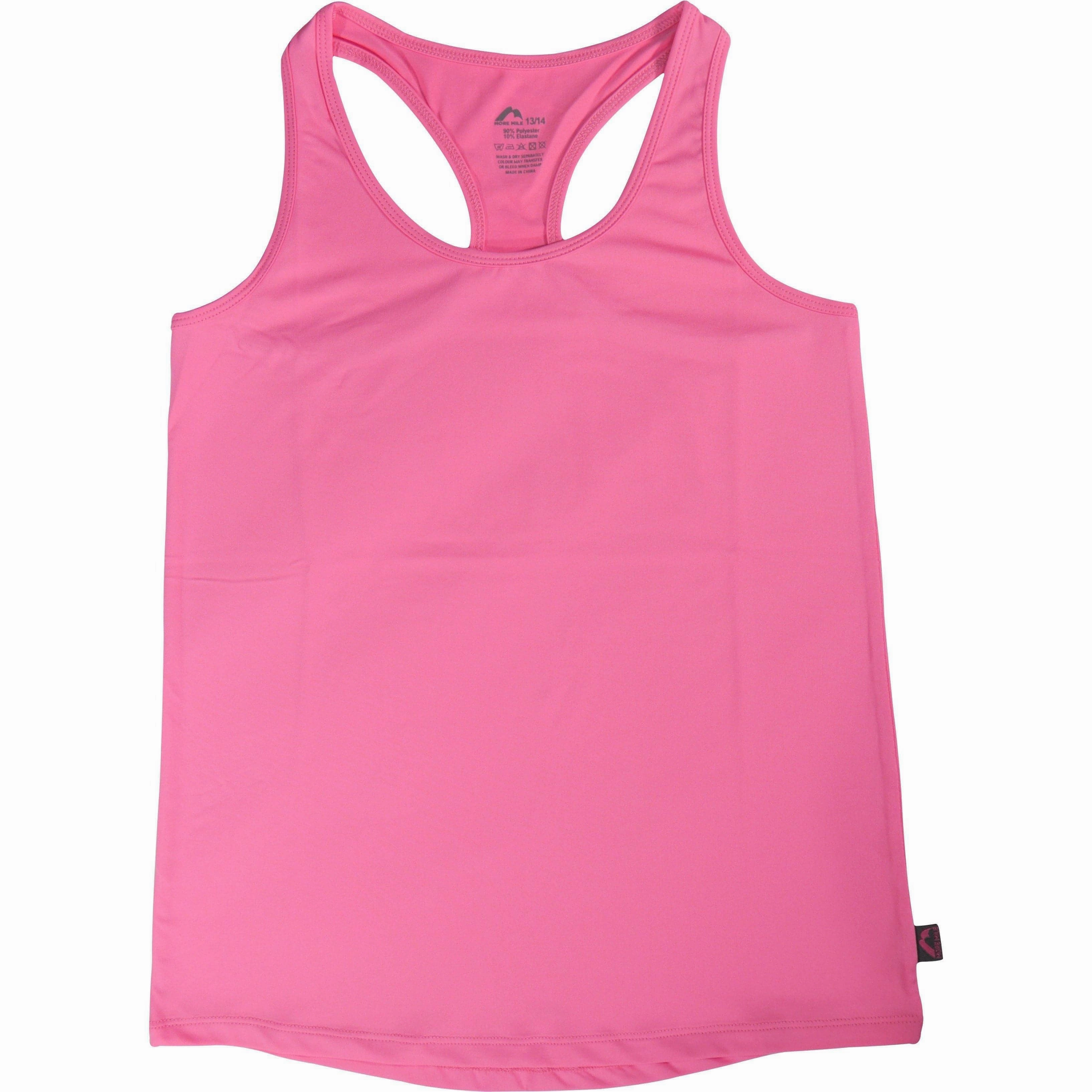 More Mile Racer Back Girls Running Vest - Pink Camouflage