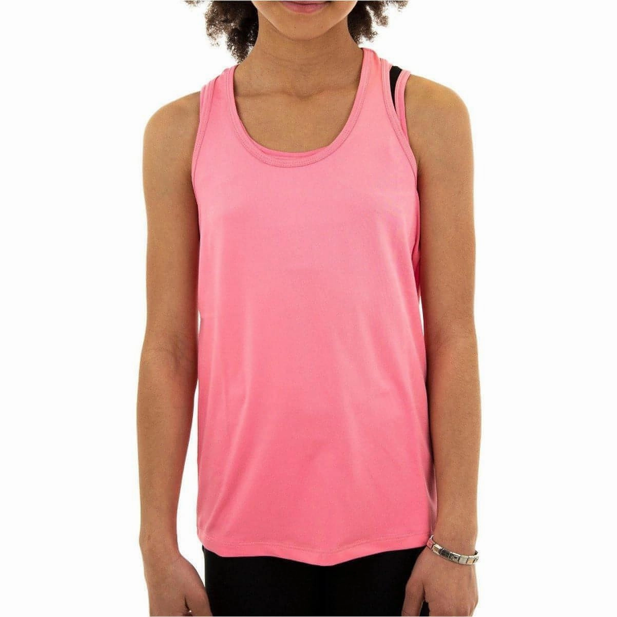Built In Support More Mile Racer Back Girls Running Vest - Pink