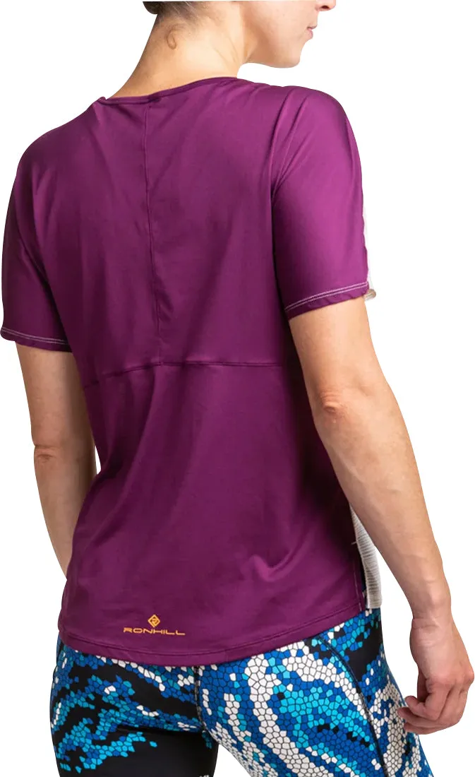 Ronhill Life Wellness Short Sleeve Womens Training Top - White Polka Dot Pattern layerable