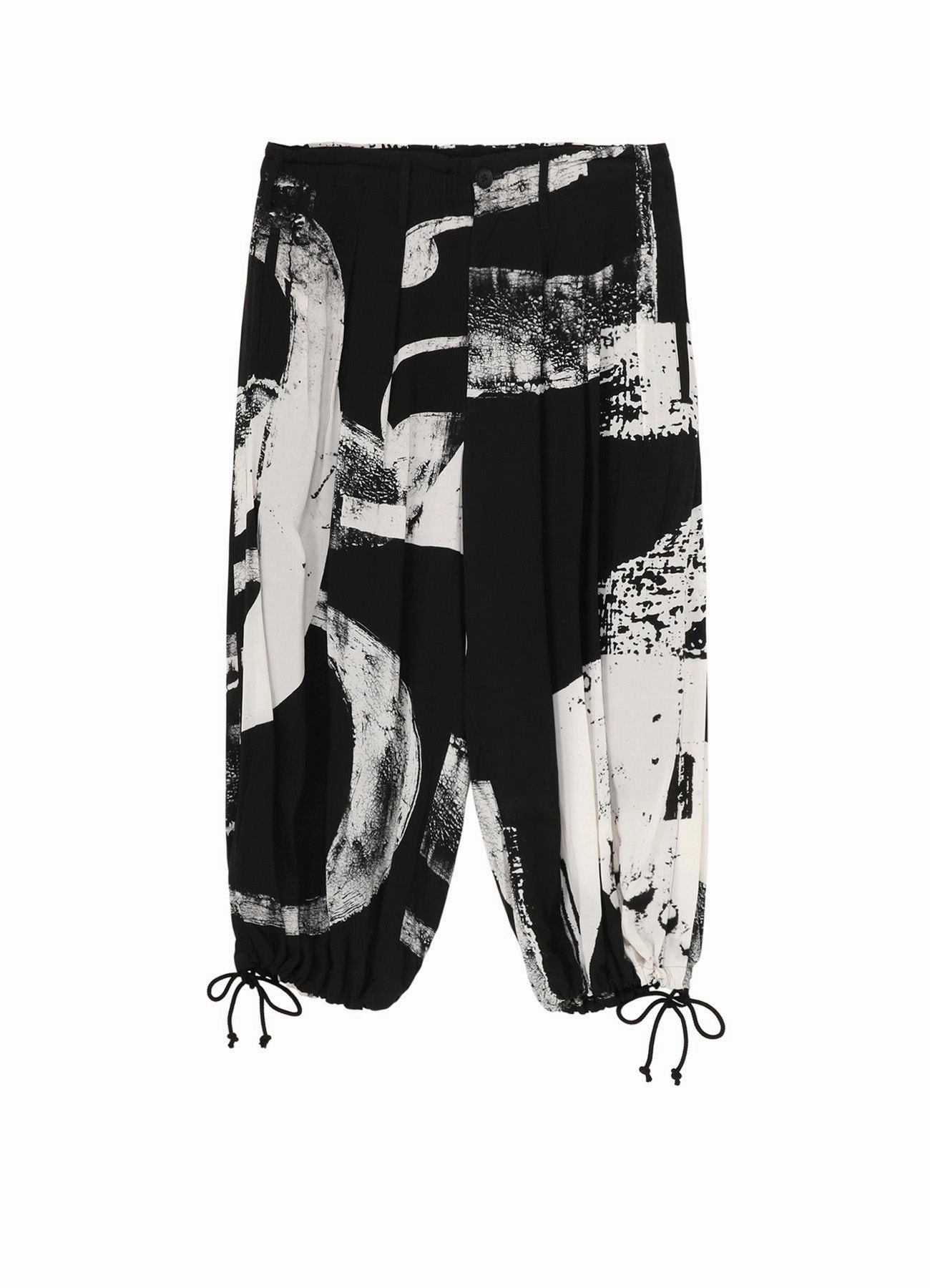 RAYON PRINT  NUMBER PATTERN BALLOON PANTS Belt loops