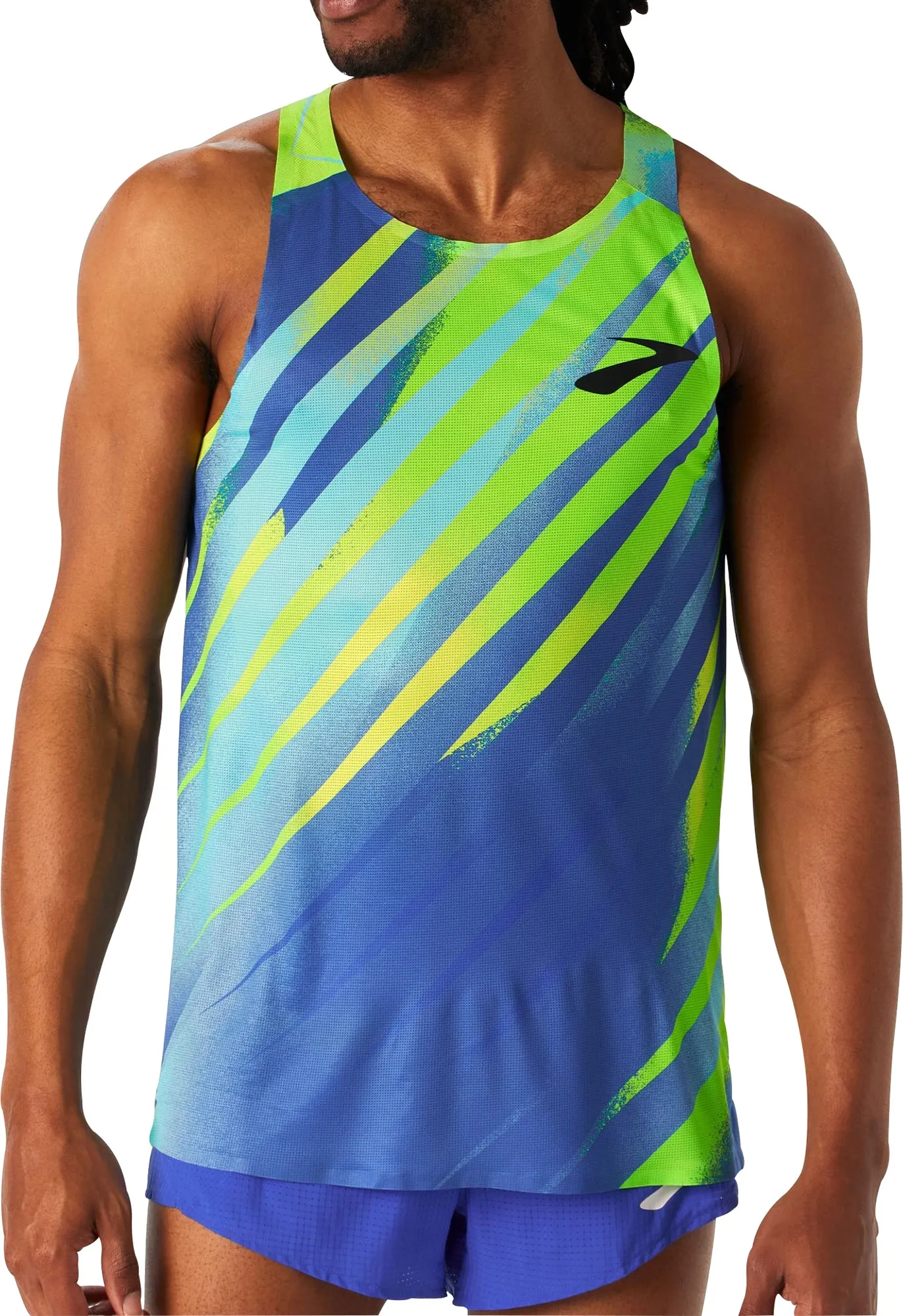 Embroidered Airflow Ventilation Design Brooks Elite Mens Running Vest - Blue