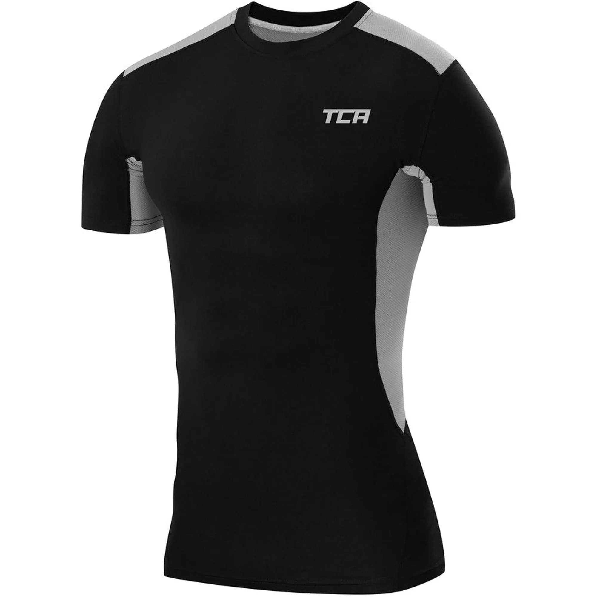 UltraLightweight Hiking durability TCA FX Laser Mens Short Sleeve Compression Top - Black