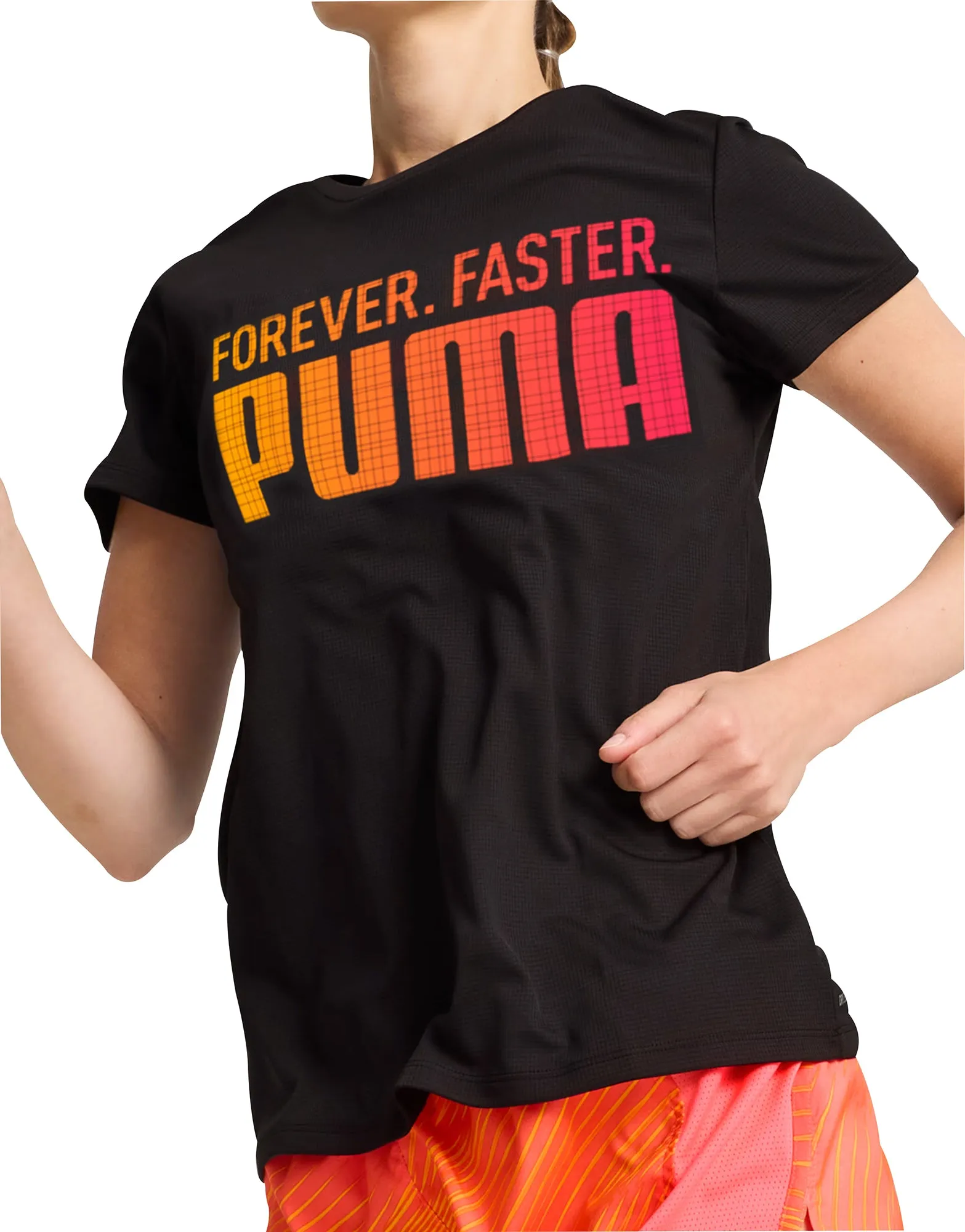 Puma Run Favourite Graphic Short Sleeve Womens Running Top - Black Perfect Layer